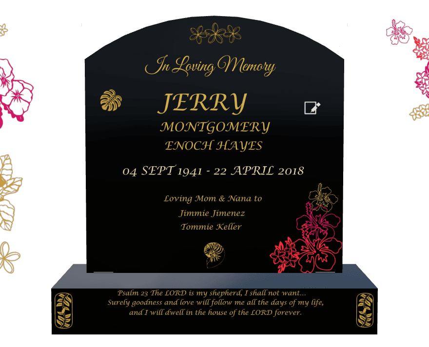 Curved Top Traditional Engraved Headstone – The Lord is my Shepherd i Shall Not Want preview
