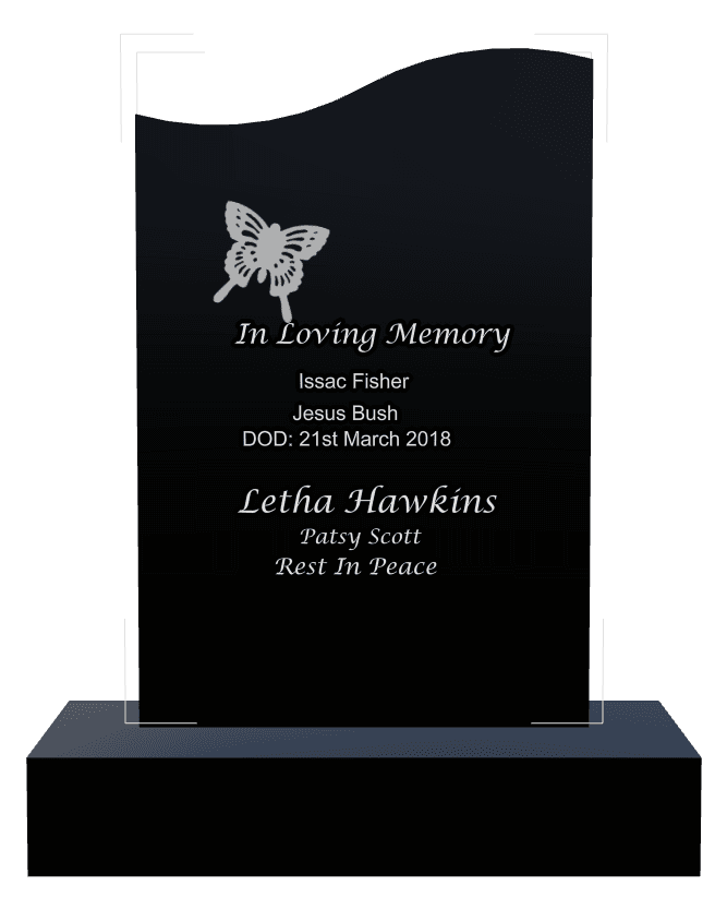 Right Wave Laser-Etched Black Granite Headstone – Until we Meet Again preview