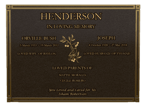 Bronze Plaque - In Loving Memory 3 memorial design preview