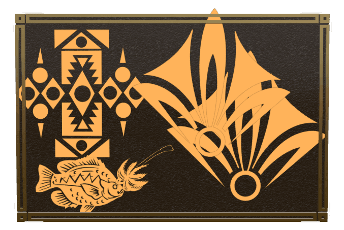 Square Bronze Plaque – Fish Flower preview