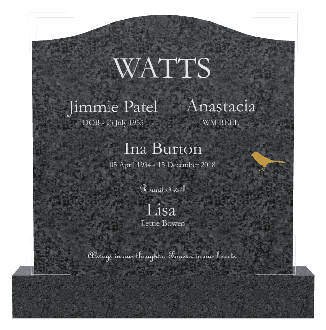 Serpentine Traditional Engraved Headstone – Forever in Our Hearts Headstone preview