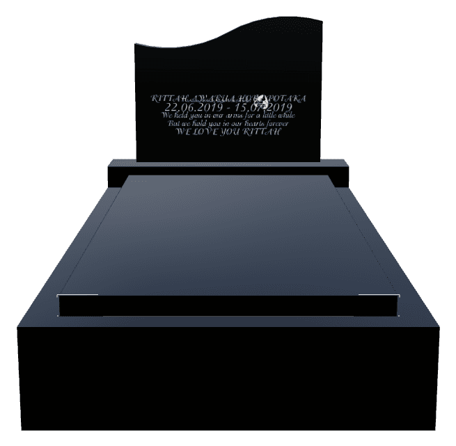 Cropped Peak Laser-Etched Black Granite Monument – In Our Hearts Forever preview
