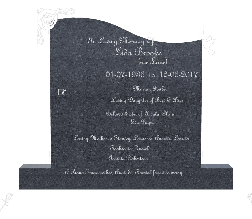 Left Wave Traditional Engraved Headstone – Loving Mother preview