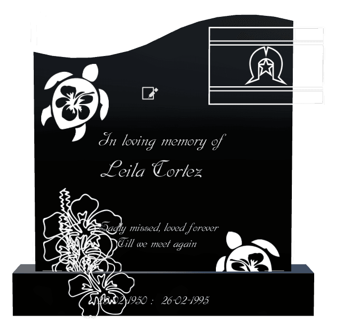 Right Wave Laser-Etched Black Granite Headstone – In Loving Memory Headstone preview