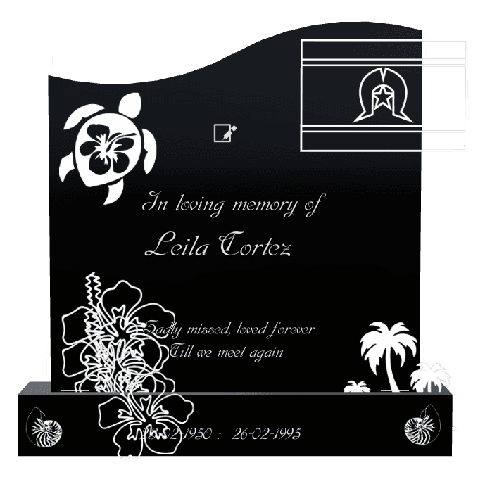 Right Wave Laser-Etched Black Granite Headstone – In Loving Memory preview