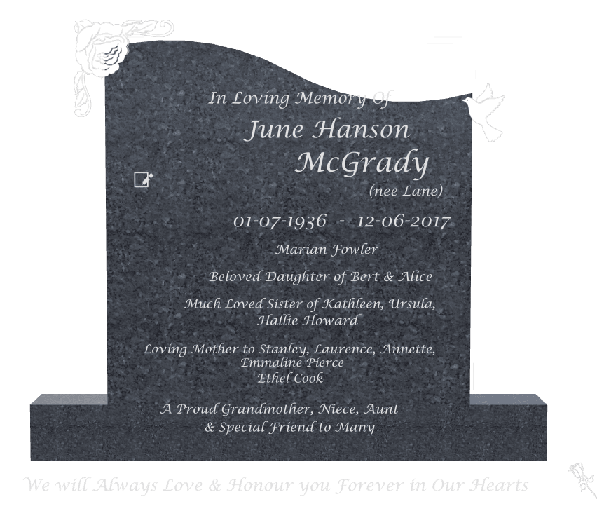 Left Wave Traditional Engraved Headstone – Much Loved preview