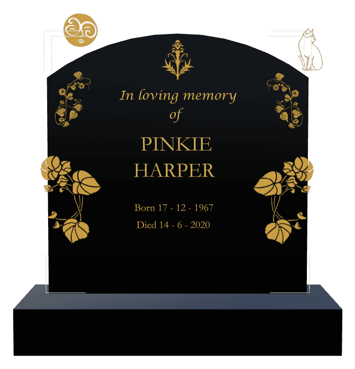 Curved Top Laser-Etched Black Granite Headstone – In Loving Memory preview