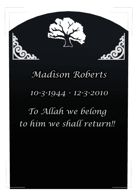 Curved Top Laser-Etched Black Granite Headstone – Flower Headstone preview