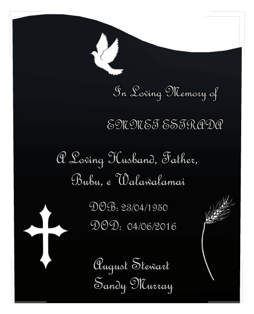 Left Wave Laser-Etched Black Granite Headstone – Loving Husband Headstone preview