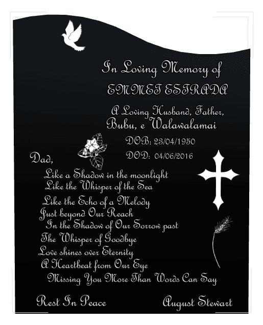 Left Wave Laser-Etched Black Granite Headstone – Loving Husband preview
