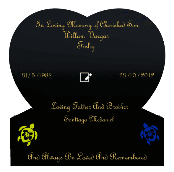 Heart Traditional Engraved Headstone – turtle preview