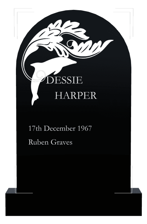 Half Round Traditional Engraved Headstone – Dolphin preview