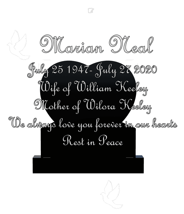 Heart Laser-Etched Black Granite Headstone – birds preview