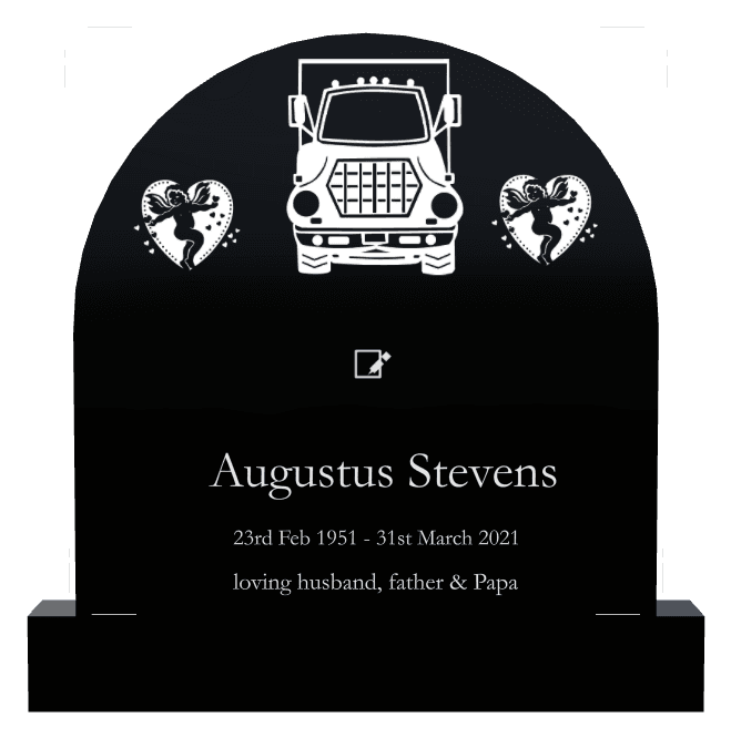 Half Round Laser-Etched Black Granite Headstone – Loving Husband preview