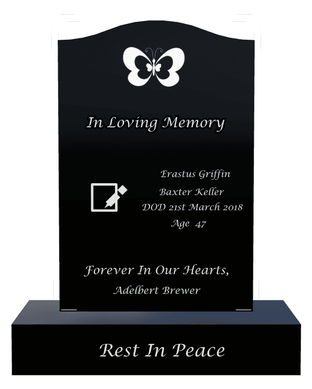 Serpentine Laser-Etched Black Granite Headstone – Forever in Our Hearts preview