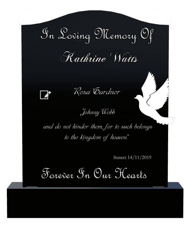Serpentine Laser-Etched Black Granite Headstone – Forever in Our Hearts preview