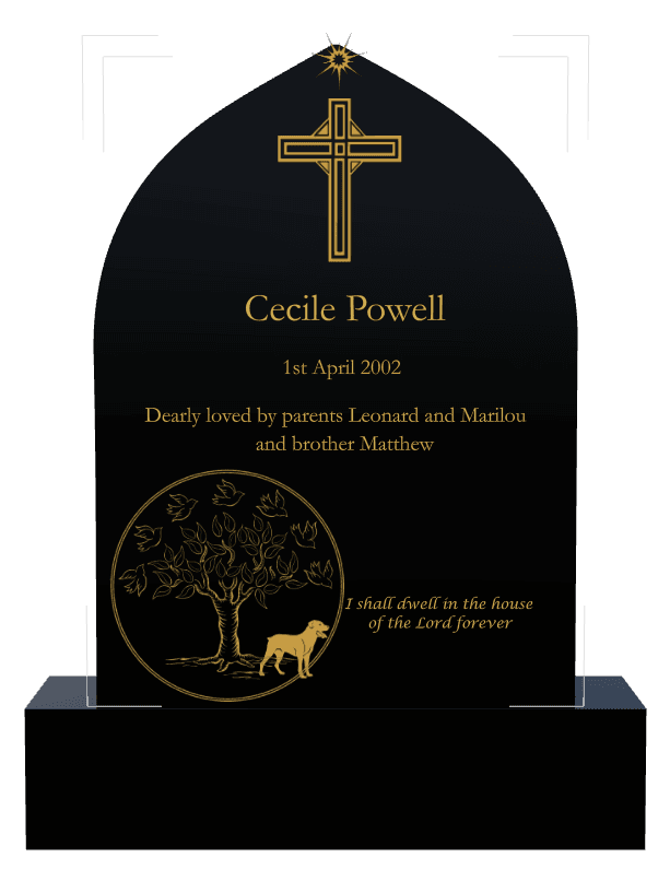 Traditional Engraved Headstone – I Shall Dwell in The House of The Lord Forever preview
