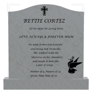 Serpentine - Cross Dove Headstone memorial design preview