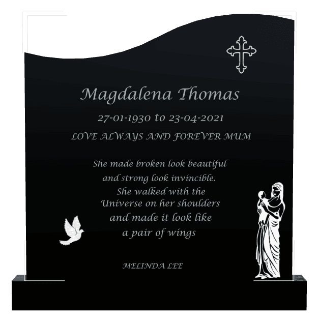 Right Wave Traditional Engraved Headstone – Birds Cross preview