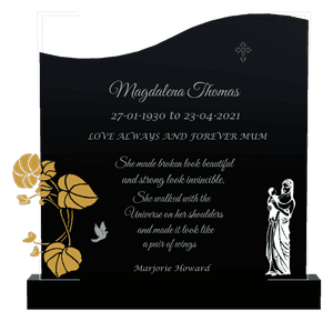 Right Wave - Birds Cross Headstone memorial design preview