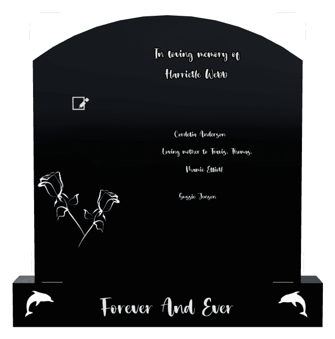 Curved Top Laser-Etched Black Granite Headstone – Loving Mother preview