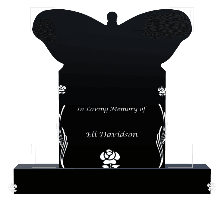 Laser-Etched Black Granite Headstone – In Loving Memory preview