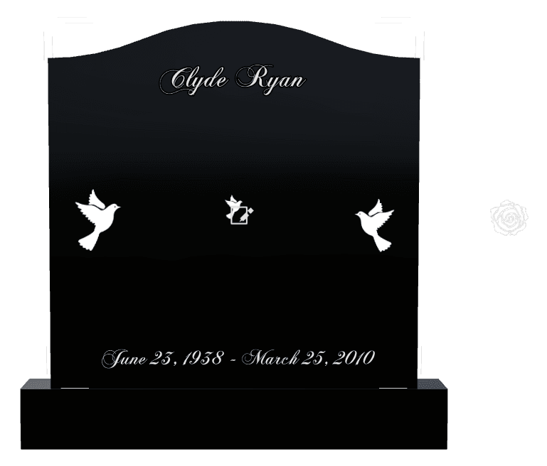 Serpentine Laser-Etched Black Granite Headstone – Dove Flower preview