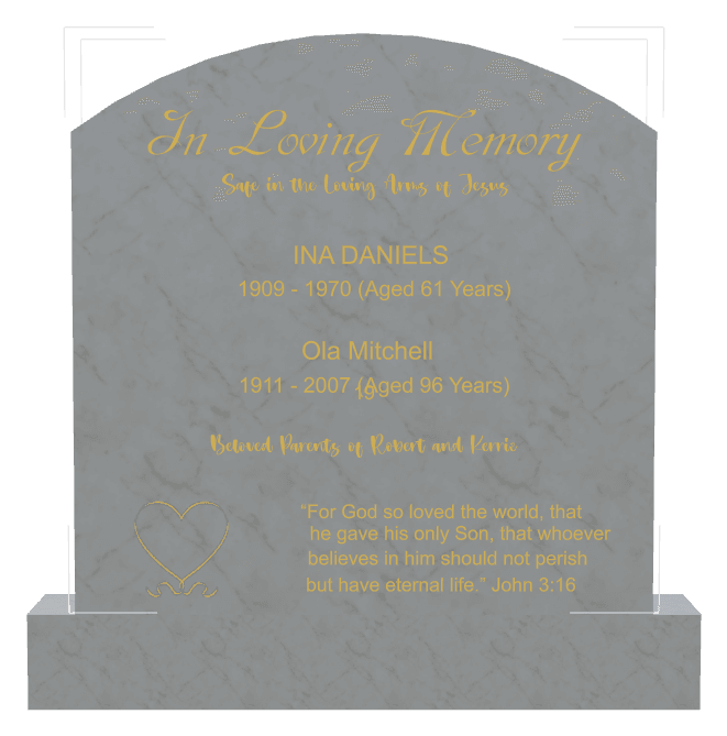Curved Top Traditional Engraved Headstone – For God so Loved The World preview