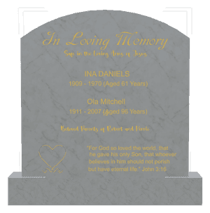 Curved Top - For God so Loved The World memorial design preview