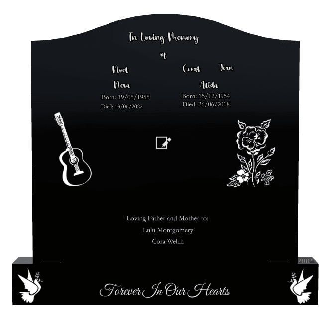 Serpentine Laser-Etched Black Granite Headstone – Loving Father preview