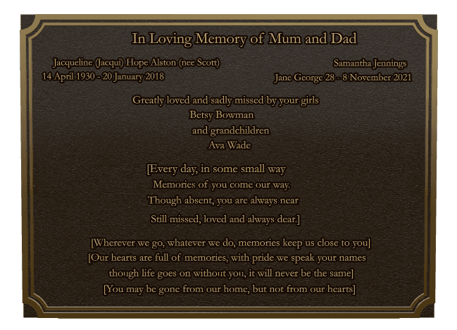 Bronze Plaque Bronze Plaque – In Loving Memory preview