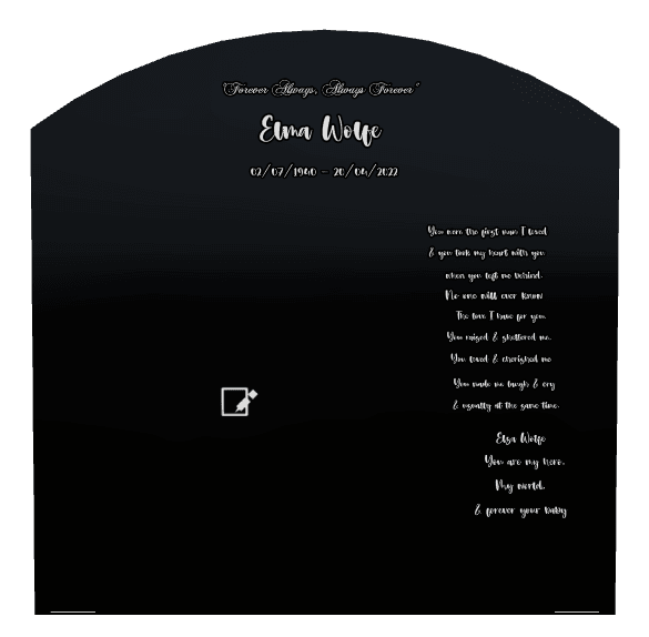 Curved Top Laser-Etched Black Granite Headstone – Baby preview
