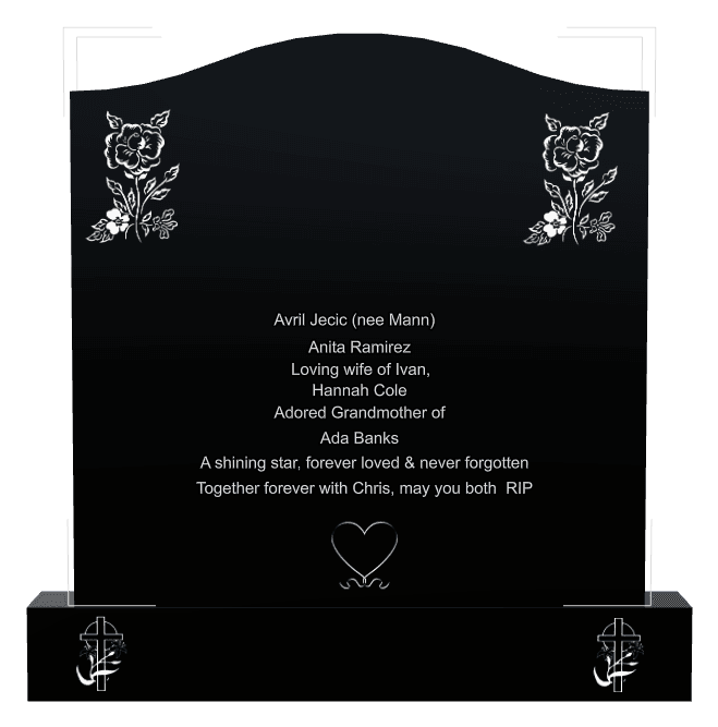 Serpentine Laser-Etched Black Granite Headstone – Loving Wife preview