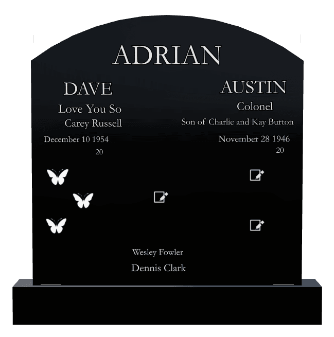 Curved Top Laser-Etched Black Granite Headstone – Gone But Never Forgotten preview
