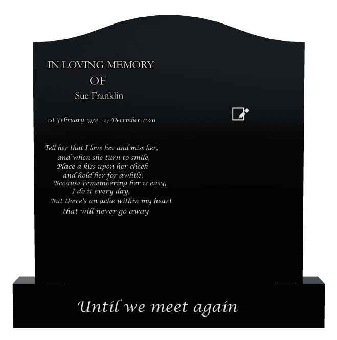 Serpentine Laser-Etched Black Granite Headstone – Until we Meet Again preview