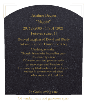 Curved Top - Generous Spirit memorial design preview
