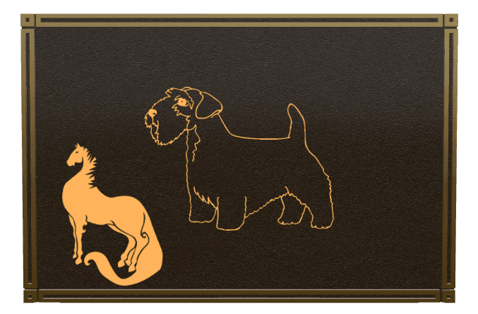 Rectangle (landscape) Bronze Plaque – dog and horse preview