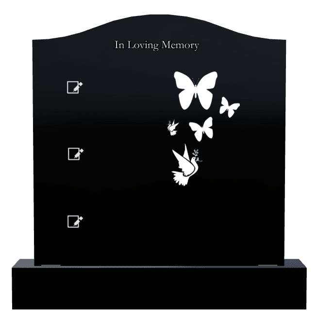 Serpentine Laser-Etched Black Granite Headstone – In Loving Memory preview