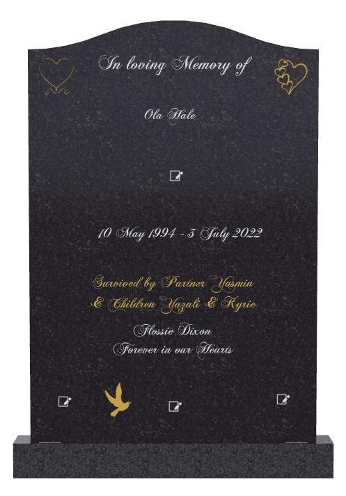 Serpentine Traditional Engraved Headstone – Forever in Our Hearts preview