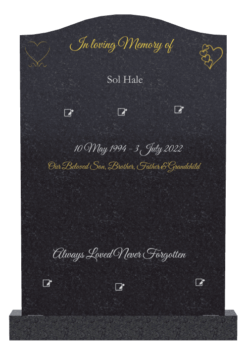 Serpentine Traditional Engraved Headstone – Beloved Son preview