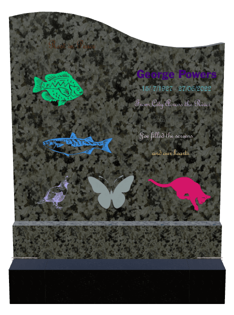 Left Wave Laser-Etched Black Granite Headstone – Rest in Peace preview