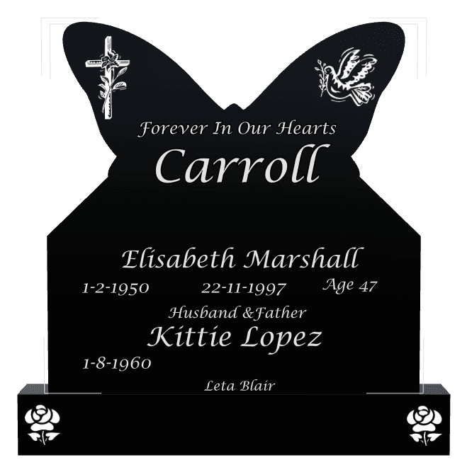 Laser-Etched Black Granite Headstone – Forever in Our Hearts preview