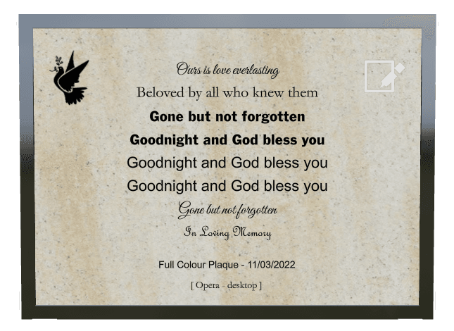 Full-colour Plaque Full Color Plaque – Gone But Not Forgotten preview
