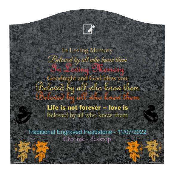 Serpentine Laser-Etched Black Granite Headstone – In Loving Memory preview