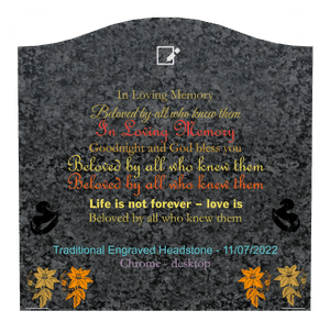 In Loving Memory memorial design preview