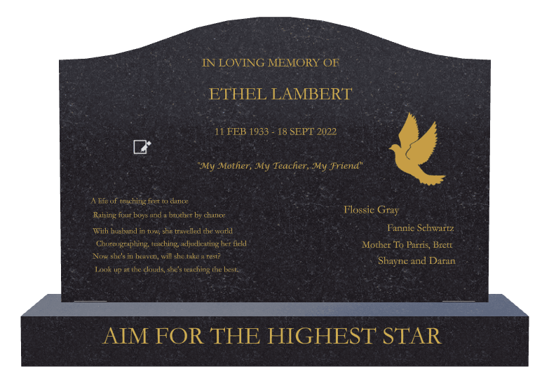 Serpentine Traditional Engraved Headstone – In Loving Memory preview