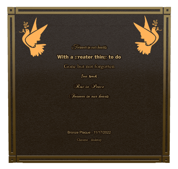 Bronze Plaque Bronze Plaque – Forever in Our Hearts preview