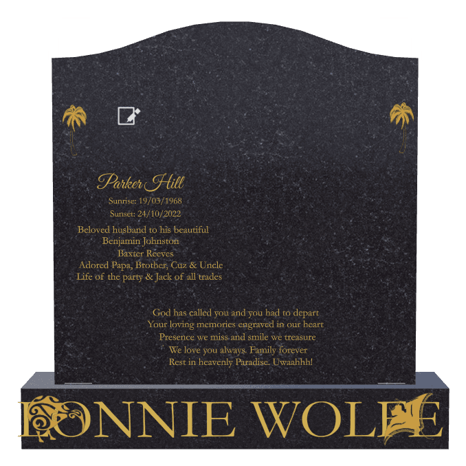Serpentine Traditional Engraved Headstone – Fish Flower preview