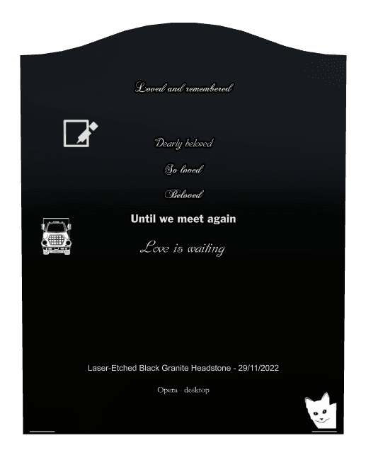 Serpentine Laser-Etched Black Granite Headstone – Until we Meet Again preview