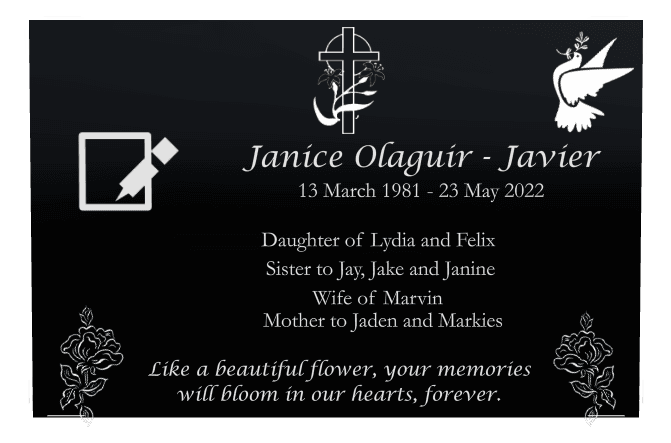Rectangle (landscape) Laser-Etched Color Plaque – dove and flower preview